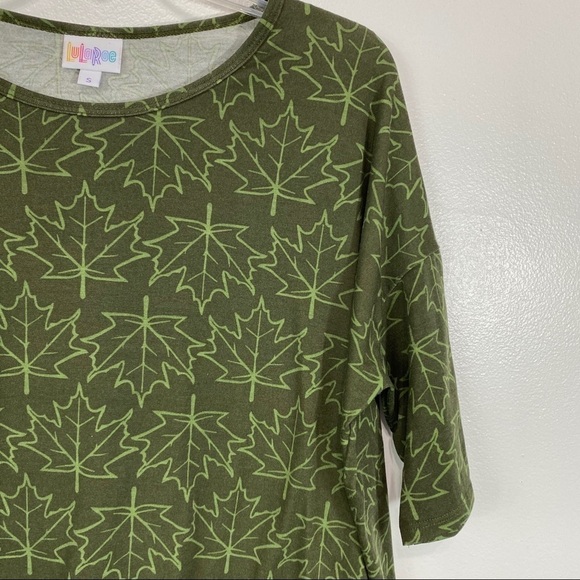 LuLaRoe Irma Green Leaf Print Tunic Top Small - Picture 2 of 9